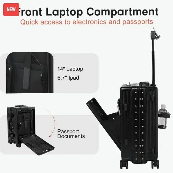 20 Inch Aluminum Frame Zipperless Hard Shell Carry On Luggage TSA Approved